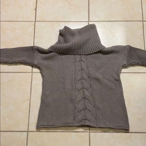 PETITE COWL NECK CABLE KNIT SWEATER